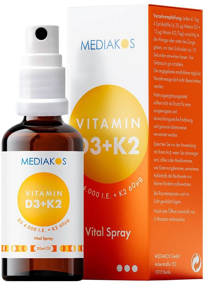 Vitamin D3+K2 4000 I.e. 60 µg Mediakos Vital Spray 20 ml