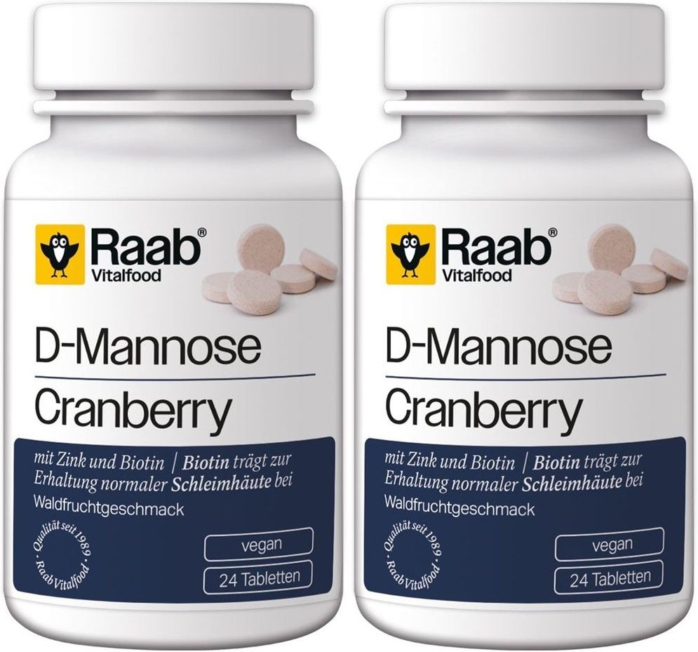 Raab Vitalfood D-Mannose-Cranberry Lutschtabletten 2x 2x24 St