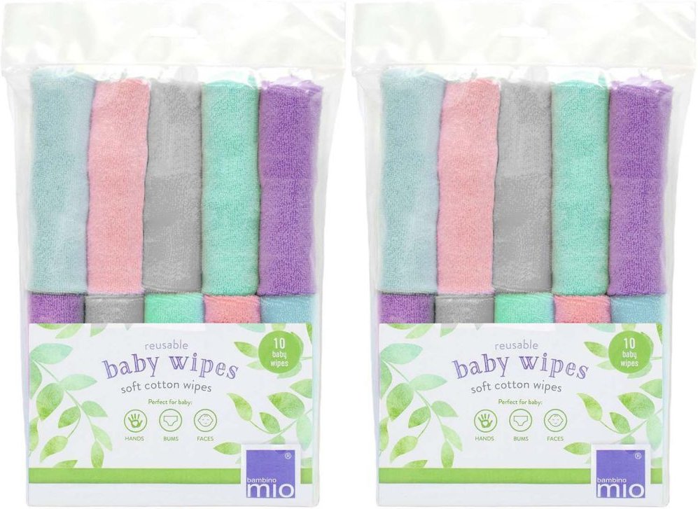 Bambino Mio, Wiederverwendbare Feuchttücher, 10er Packung, Wolke x2 2x10 St Tücher