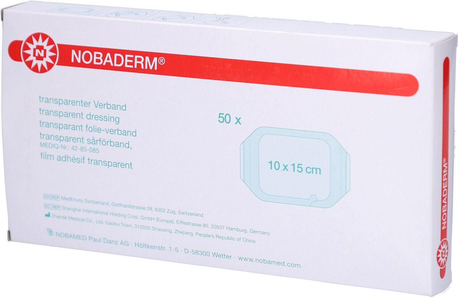 Nobaderm Folienverband 10x15 cm steril 50 St Verband