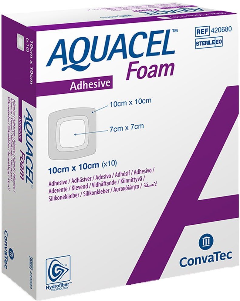 Aquacel Foam adhäsiv 10x10 cm Verband