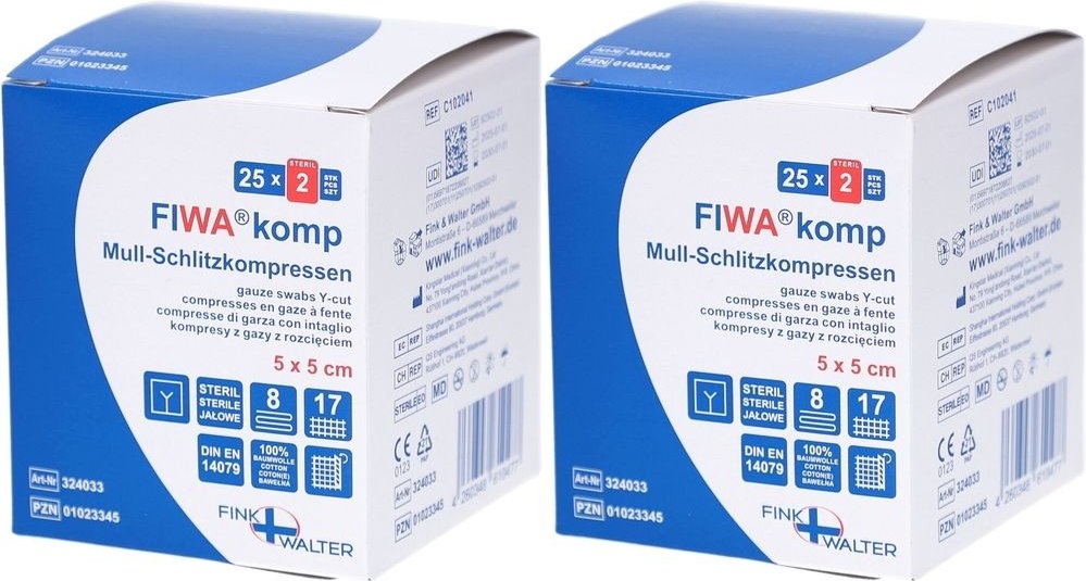 Schlitzkompressen 5x5 cm steril 8fach 2x 2x25x2 St Kompressen