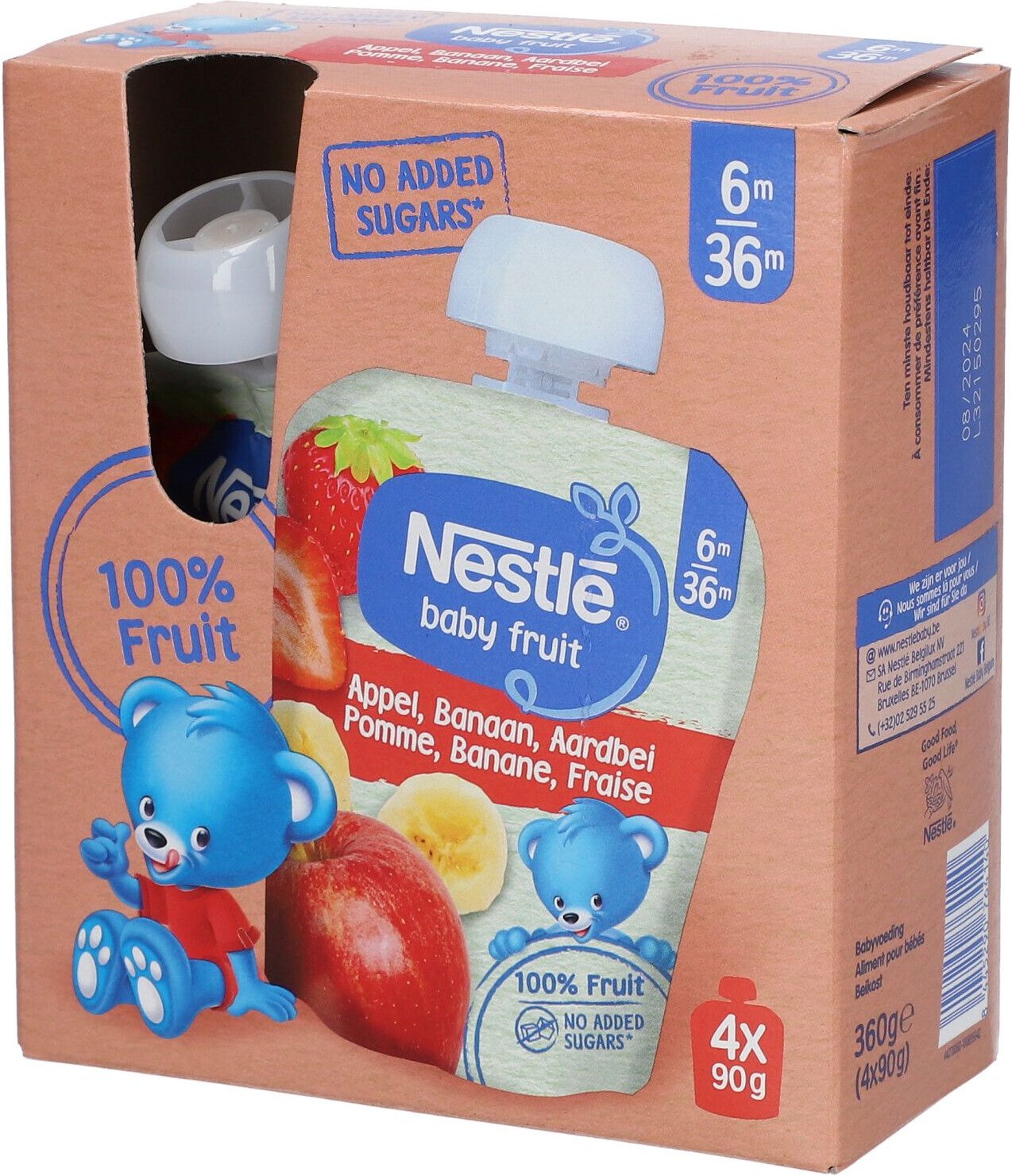 Nestle Baby Fruit Appel - Banaan Aardbei 4x90 g Futter