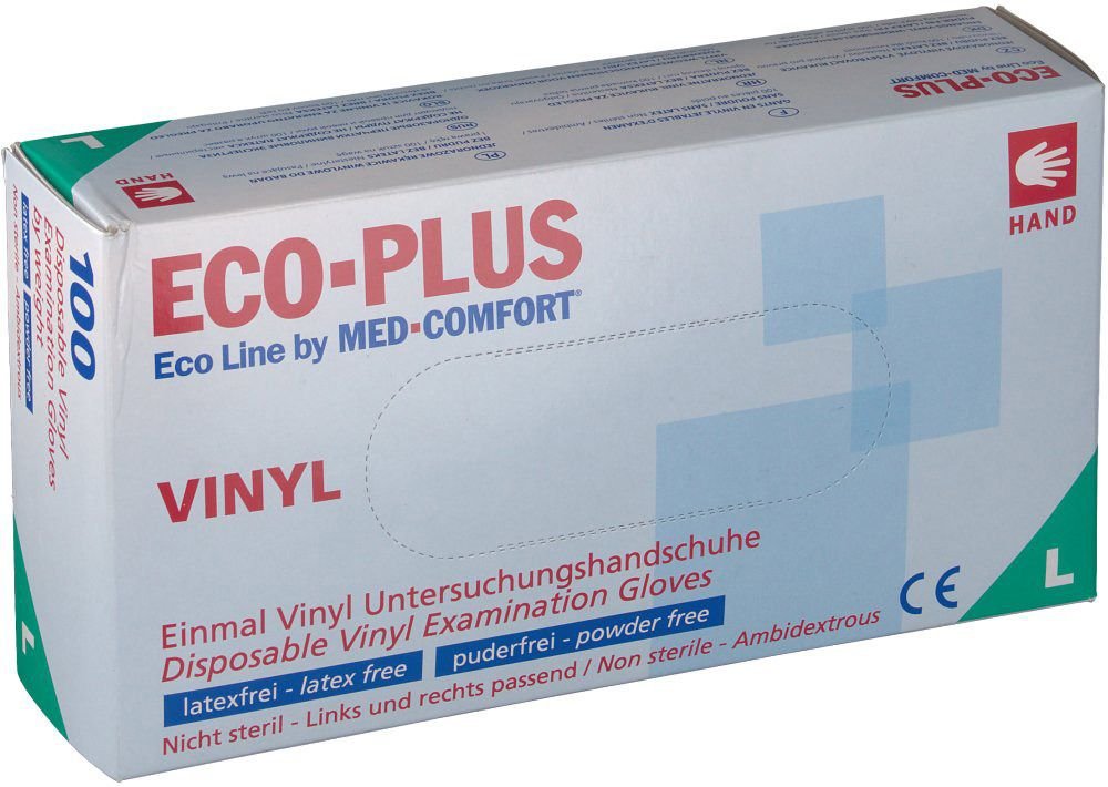 Eco-Plus U.Hands.Vinyl unste.puderfrei L weiß 100 St Handschuhe