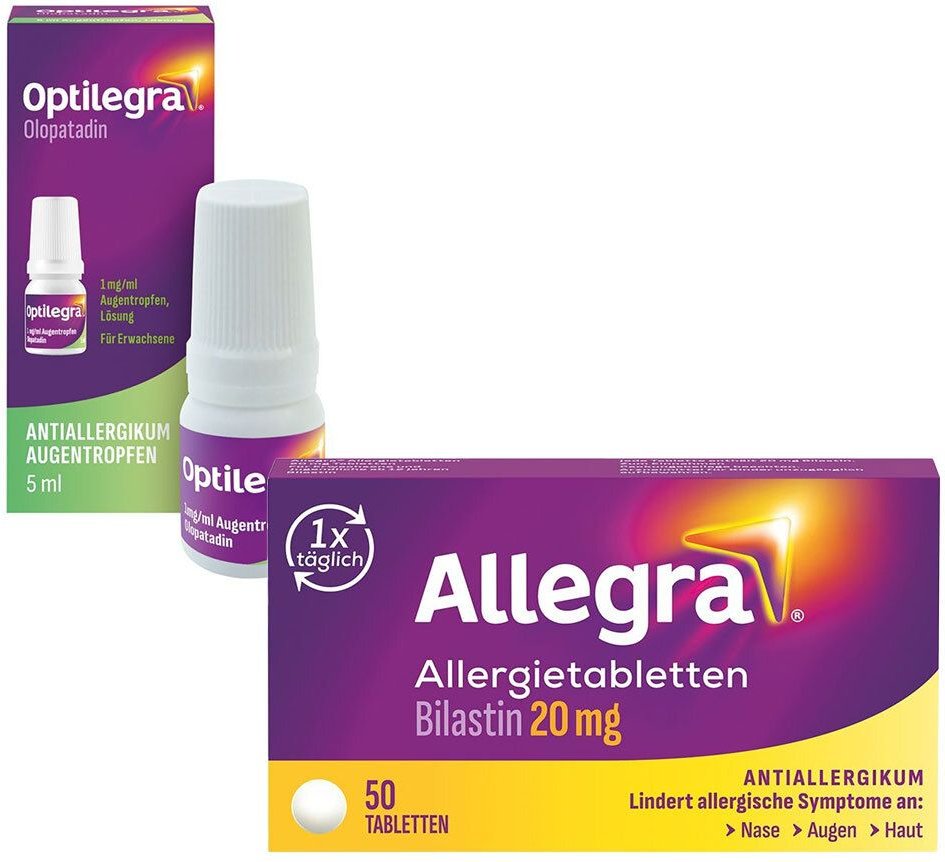 Allegra Allergietabletten 20 mg Tabletten + Optilegra 1 mg/ml Augentropfen Lösung St Set