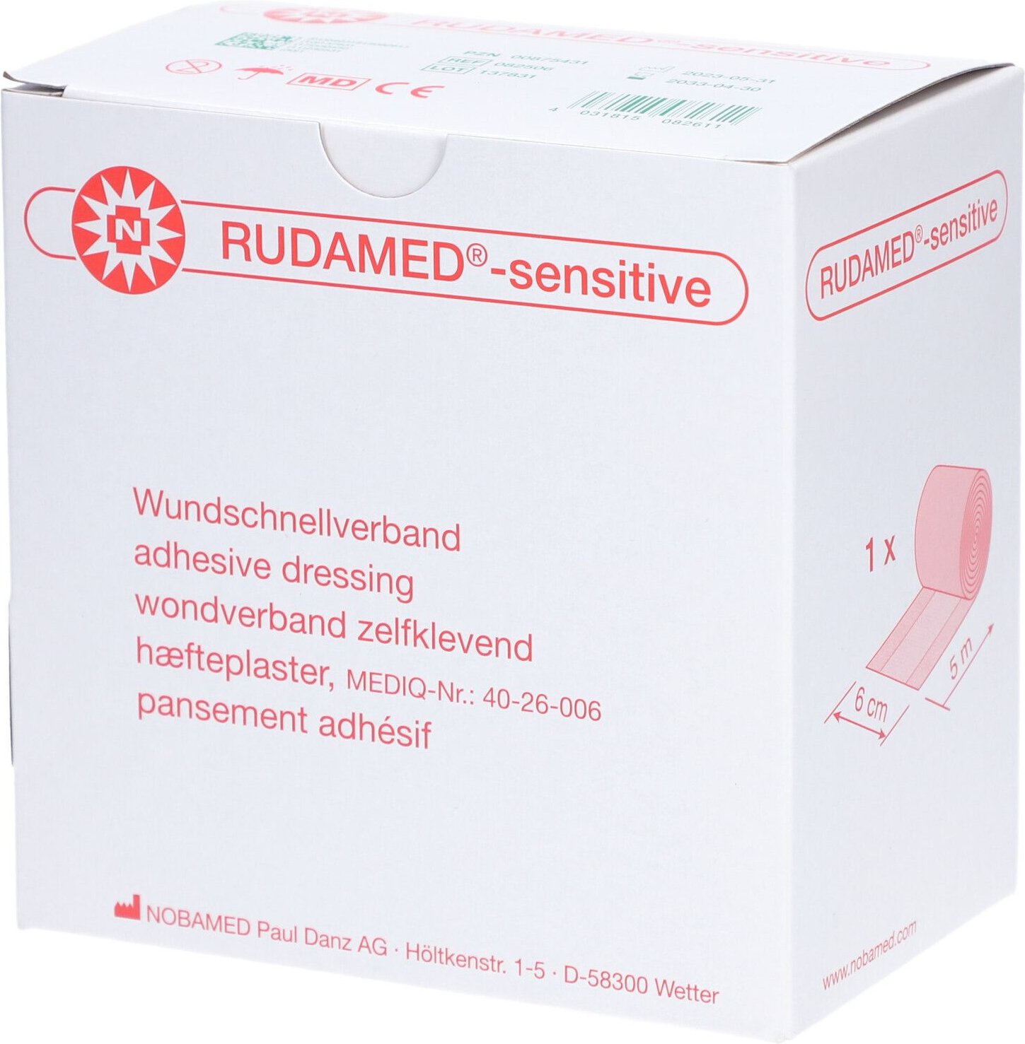 Rudamed sensitive Wundschnellverband 6 cmx5 m 1 St Pflaster