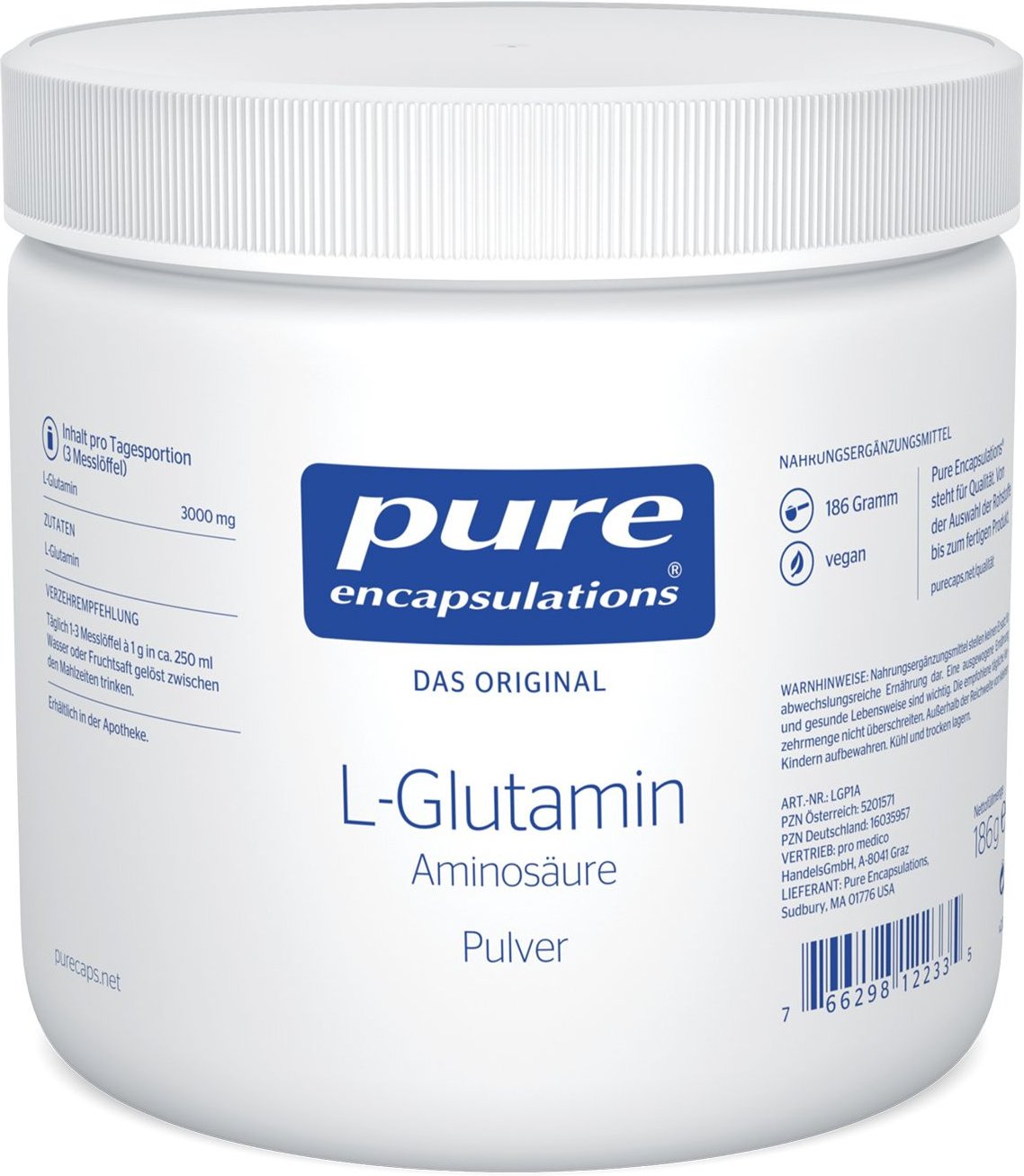 Pure Encapsulations L-Glutamin Pulver 186 g