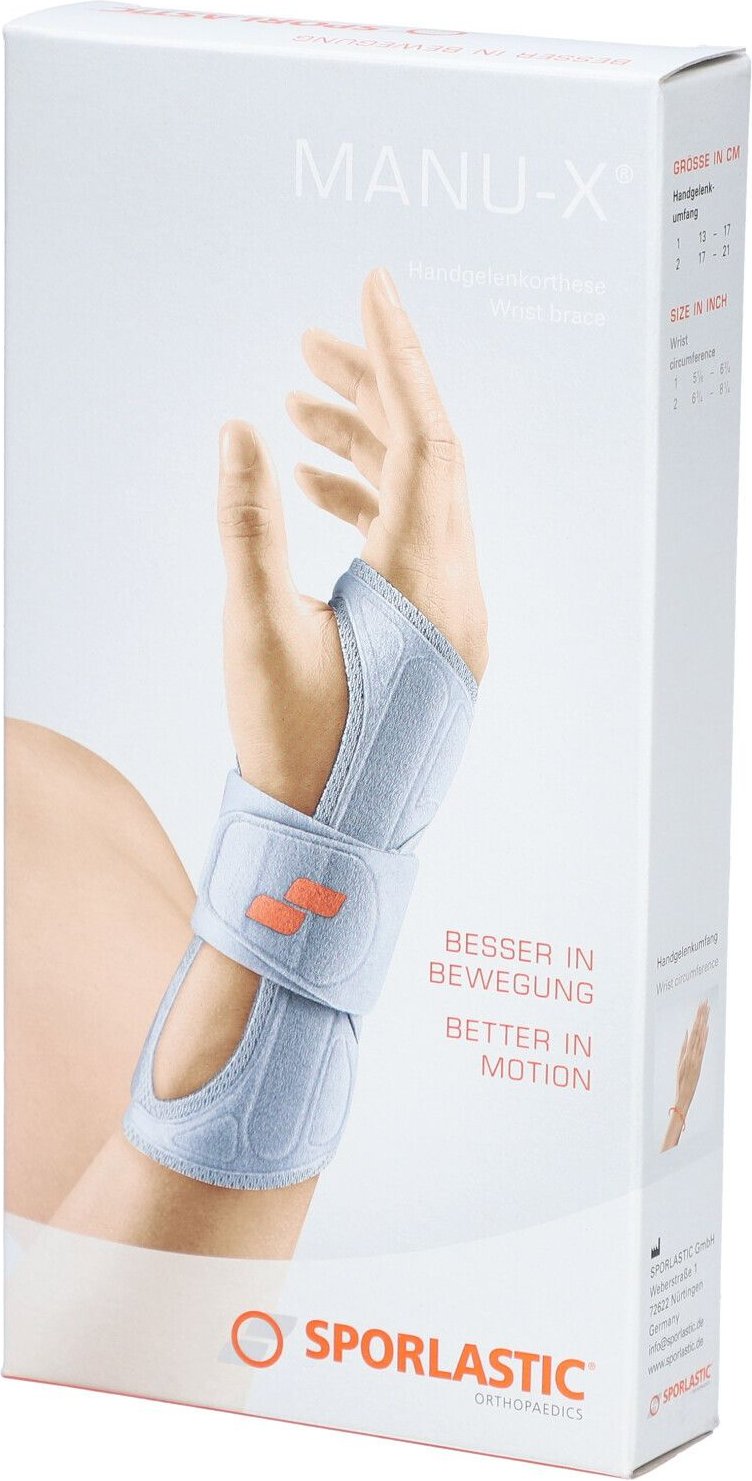 Manu-X Handgelenkorthese Gr.2 schwarz 07642 1 St Bandage(s)