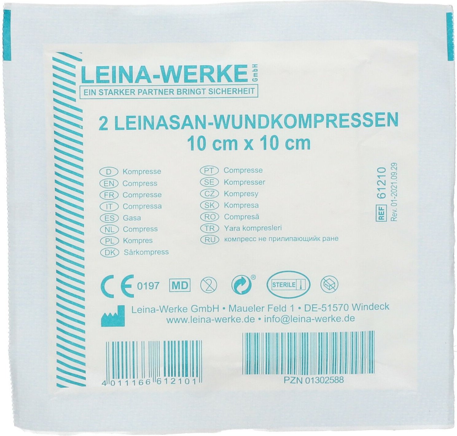 Leina Wundkompressen 10x10 cm steril 2 St Kompressen