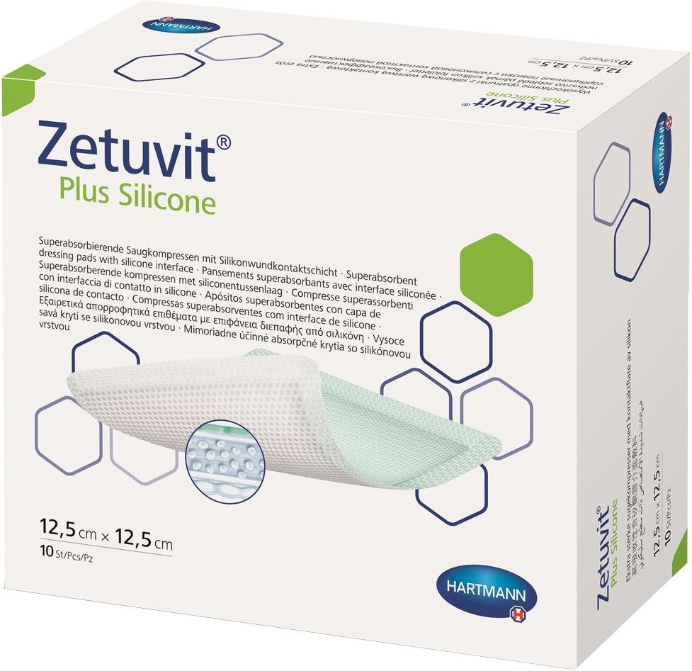 Zetuvit Plus Silicone steril 12,5x12,5 cm 10 St Pflaster