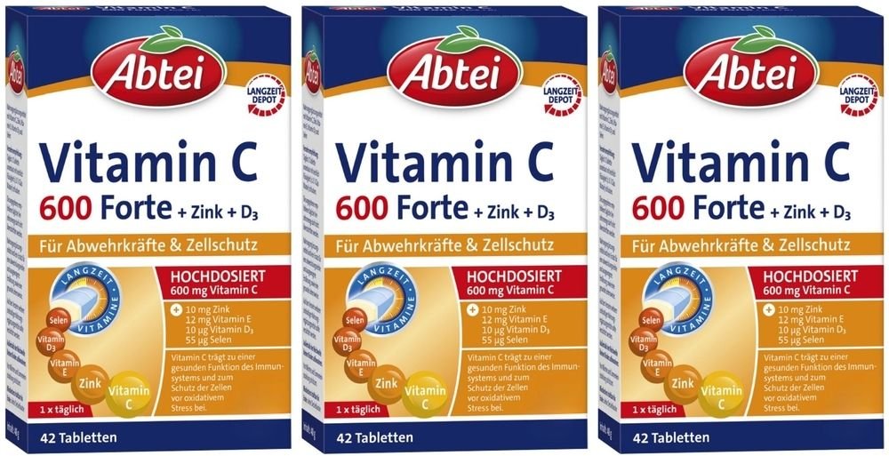 Abtei Vitamin C 600 Forte Tabletten Titandioxidfr. 3x 3x42 St