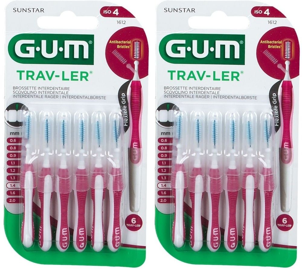 GUM Trav-Ler Pink Ke1.4 IN x2 2x6 St Zahnbürste