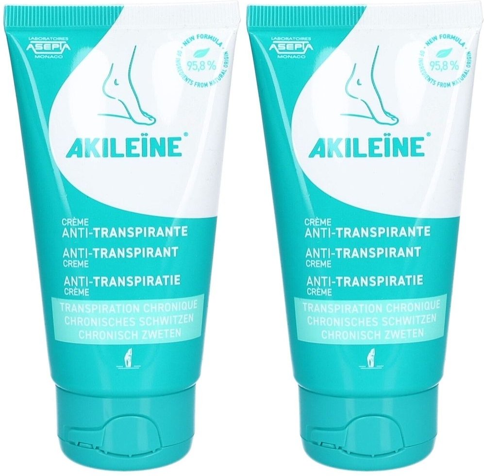 Akileine Anti-Transpirant Fußcreme 2x 2x75 ml Creme