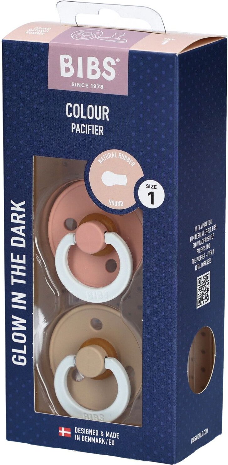 Thumbnail - Bibs Fopspeen Latex Glow in the Dark Vanilla - Blush 0-6 Maanden 2 St Schnuller