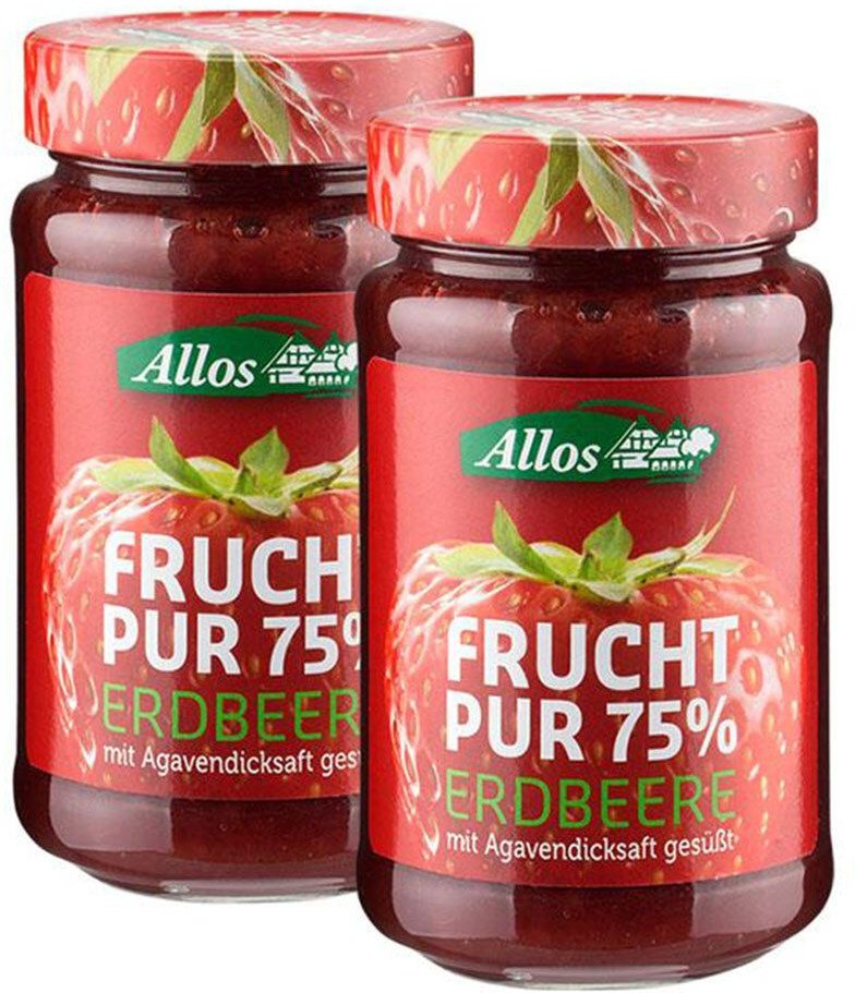 Allos Bio Frucht Pur 75 %, Erdbeere 2x250 g Creme