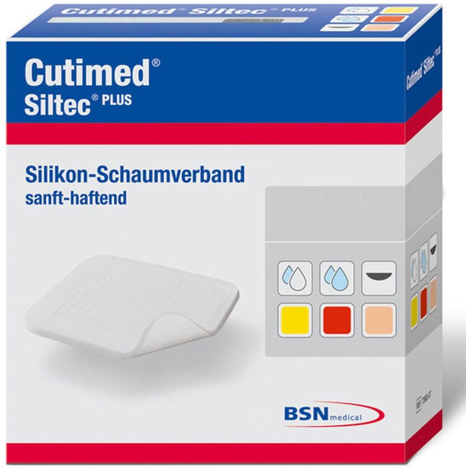 Cutimed Siltec Plus Schaumverb.5x6 cm haftend 12 St Kompressen