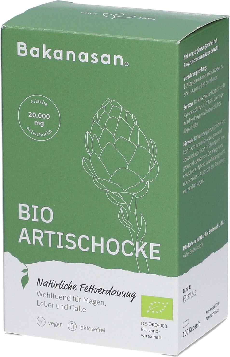 Bakanasan Bio Artischocke Kapseln 100 St