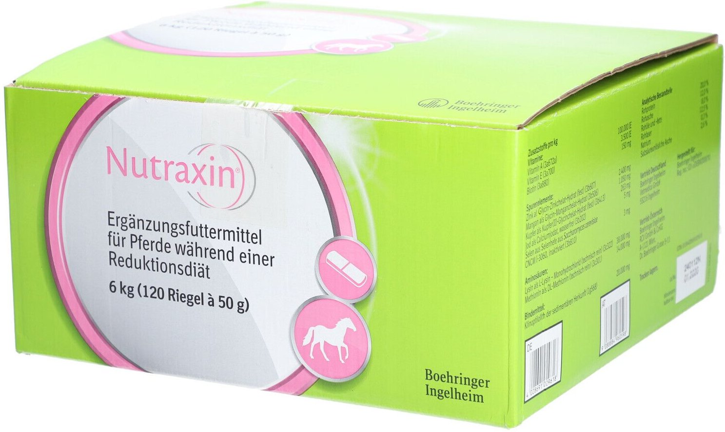 Nutraxin Ergänzungsfutterm.Riegel f.Pferde 120x50 g Riegel