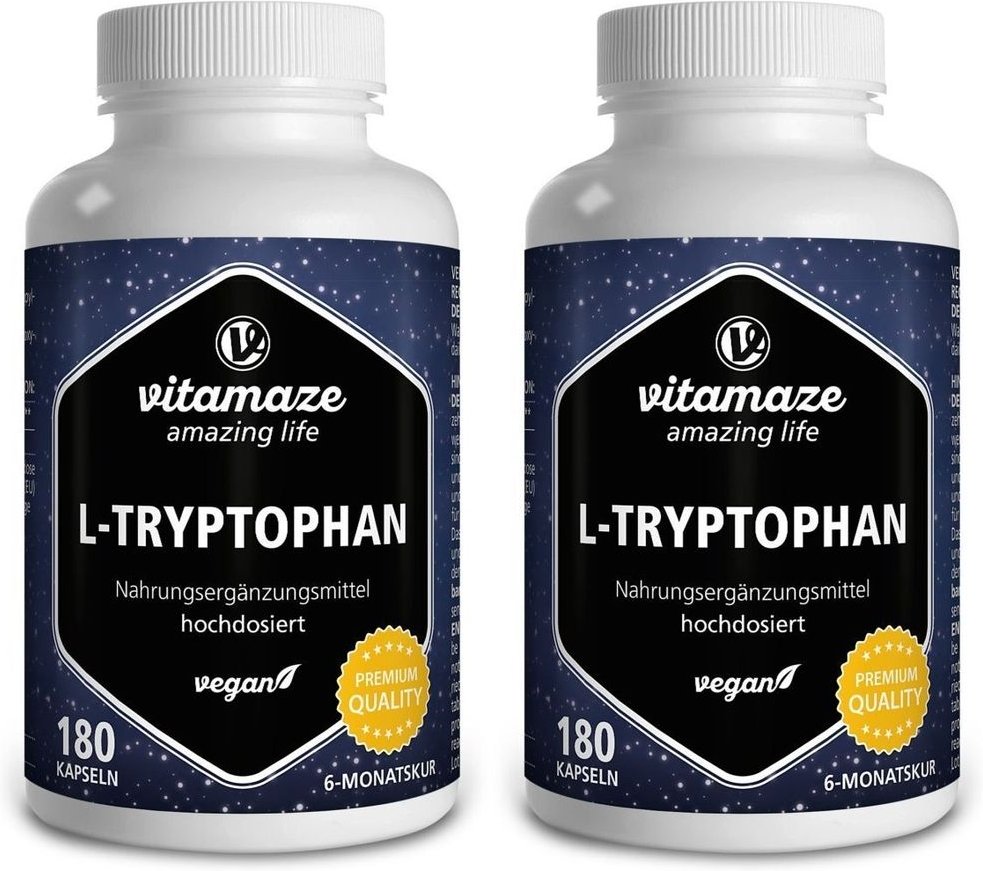 2x L-Tryptophan 500 mg hochdosiert vegan Kapseln 2x180 St