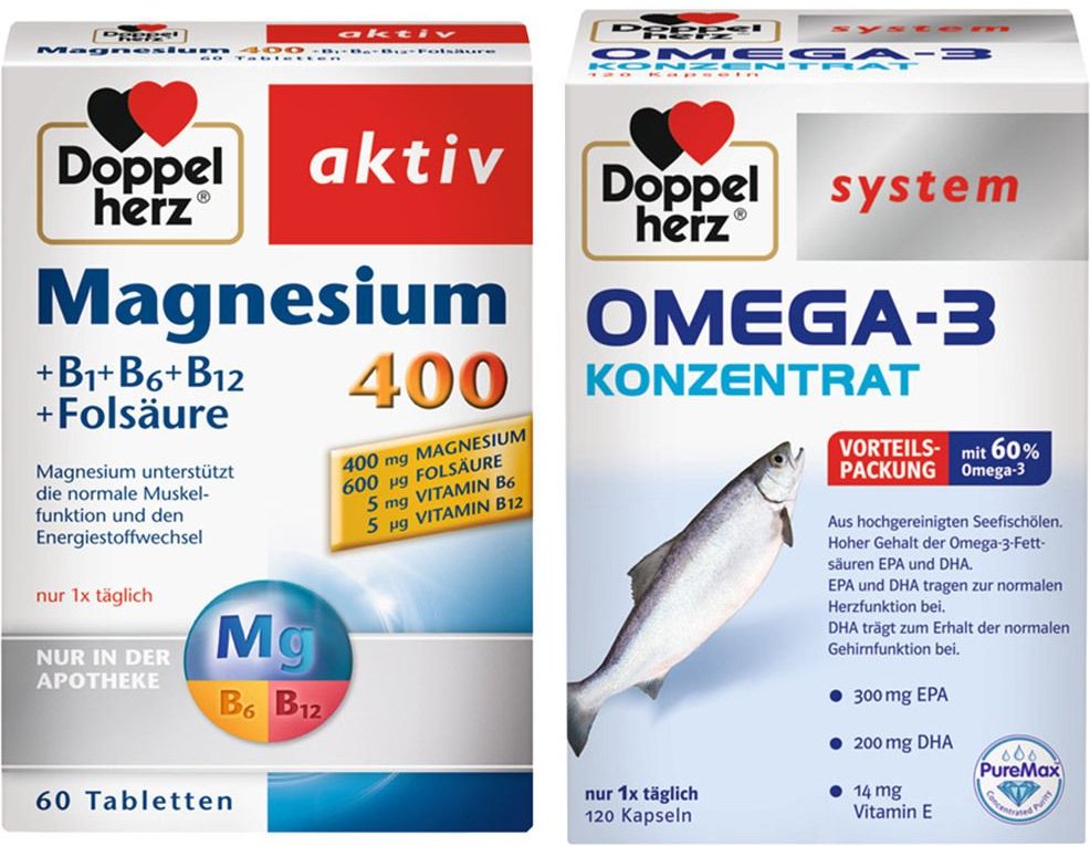 Doppelherz® Omega-3 Konzentrat + aktiv Magnesium 400 1 St Set
