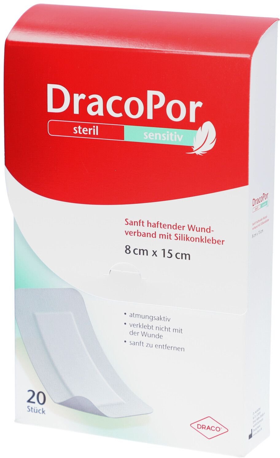 Dracopor sensitiv 8x15 cm steril mit Silikonkleber