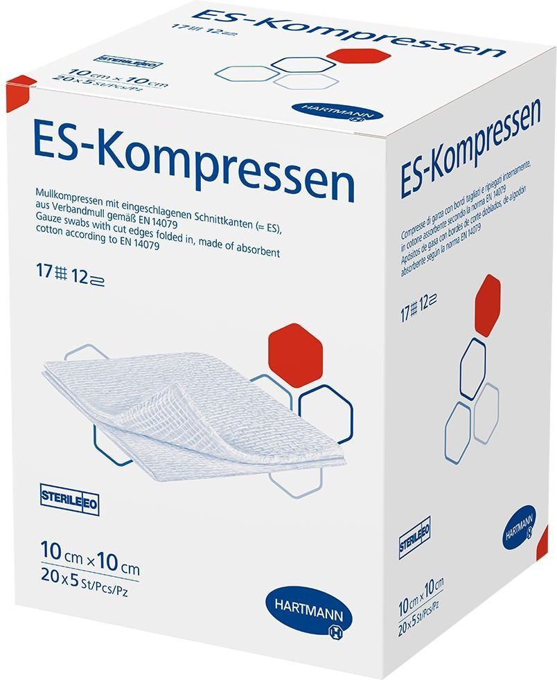 Es-Kompressen steril 10x10 cm 12fach Großpackung 20x5 St Kompressen