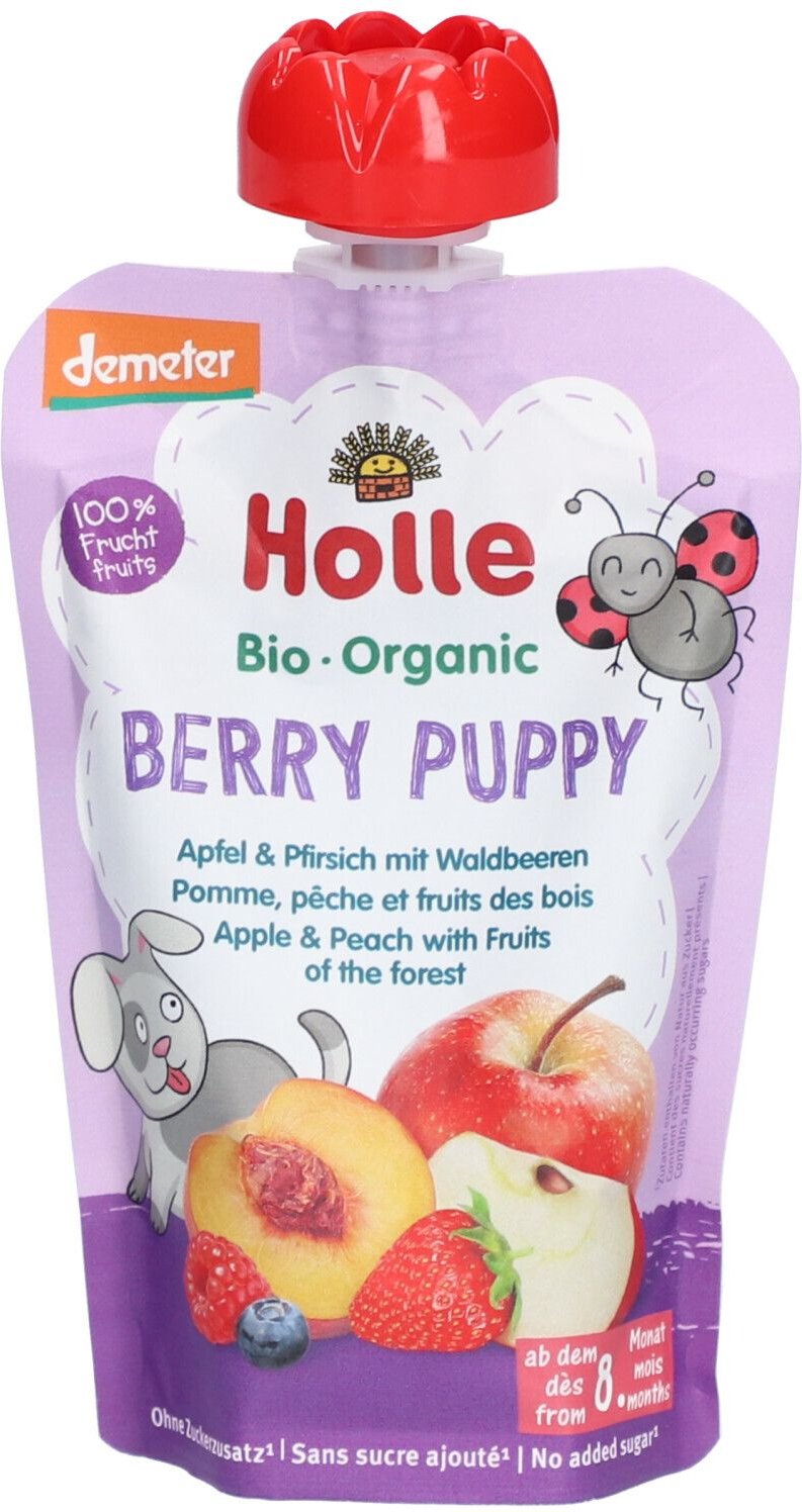 Thumbnail - Holle Berry Puppy Pouchy Apfel Pfirsi Waldbe 100 g Bio Futter