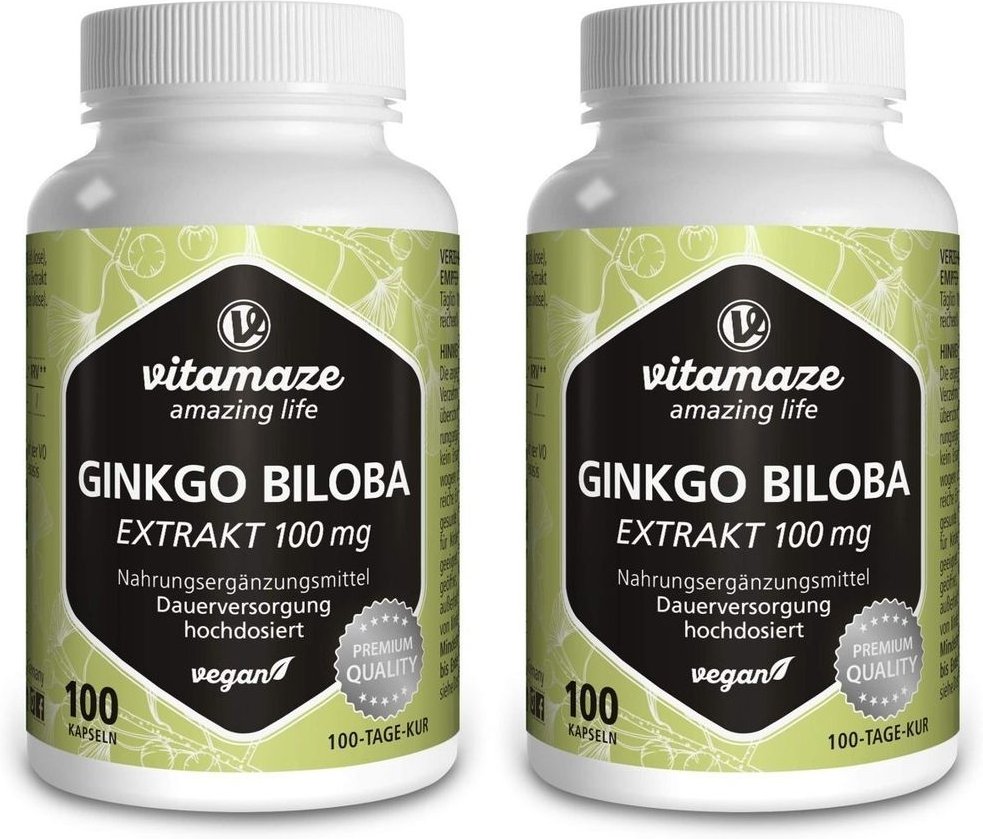 Ginkgo Biloba 100 mg hochdosiert vegan Kapseln 2x 2x100 St