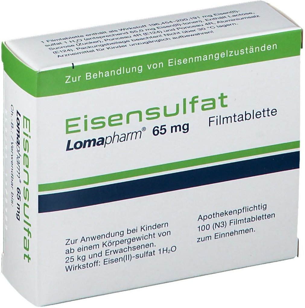 Eisensulfat Lomapharm 65 mg überzogene Tabletten