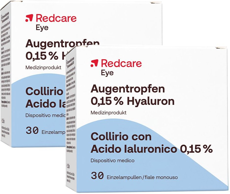 Augentropfen 0,15% Hyaluron RedCare Einzeldos.pip. Doppelpack 2x30x0,35 ml Einzeldosispipetten