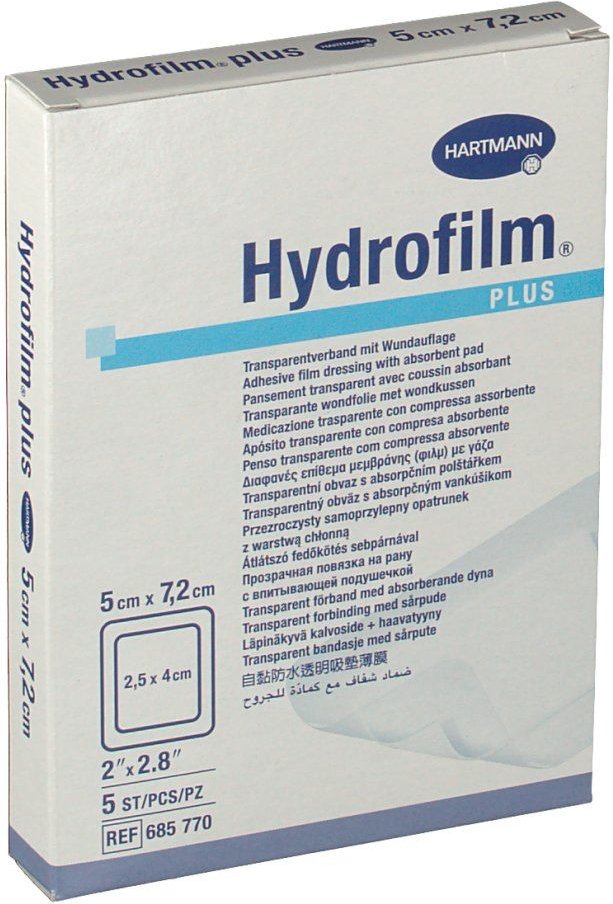 Hydrofilm Plus Transparentverband 5x7,2 cm 5 St Verband