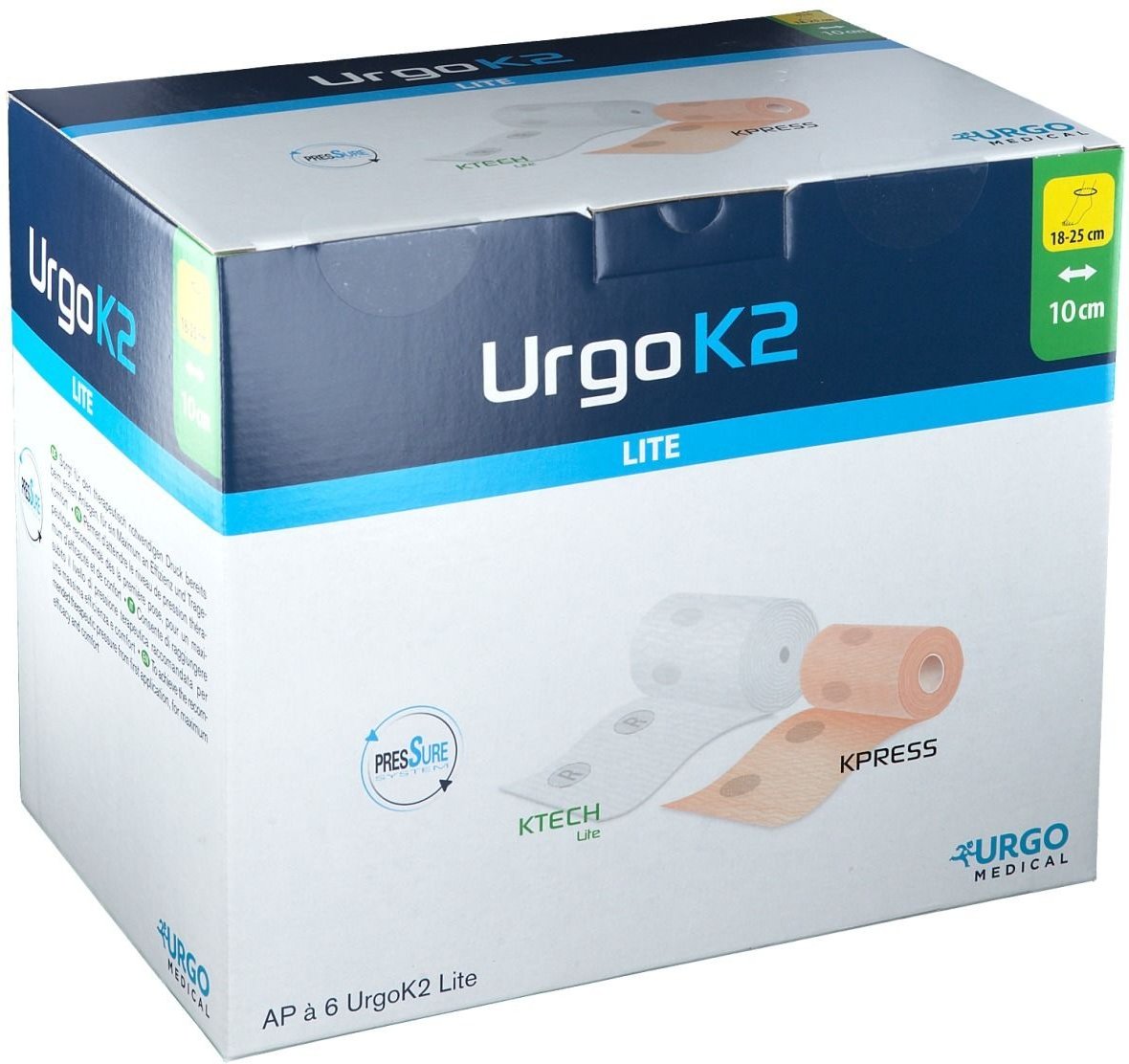 Urgok2 Lite Kompr.Syst.10cm Knöchelumf.18-25cm 6 St Binden