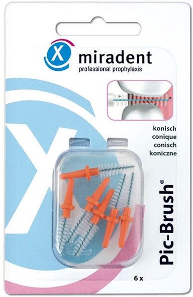 Miradent Interd.Pic-Brush Ersatzb.konisch orange 6 St Zahnbürste