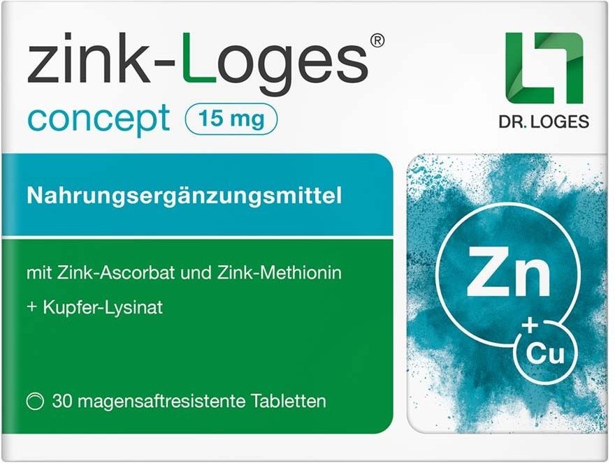 Zink-Loges concept 15 mg magensaftres.Tabletten 30 St Tabletten magensaftresistent