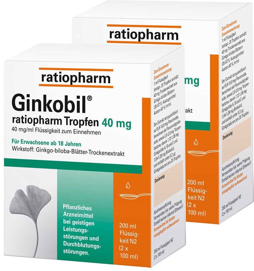 Ginkobil Ratio Tropf 40Mg Doppelpack 2x200 ml Tropfen