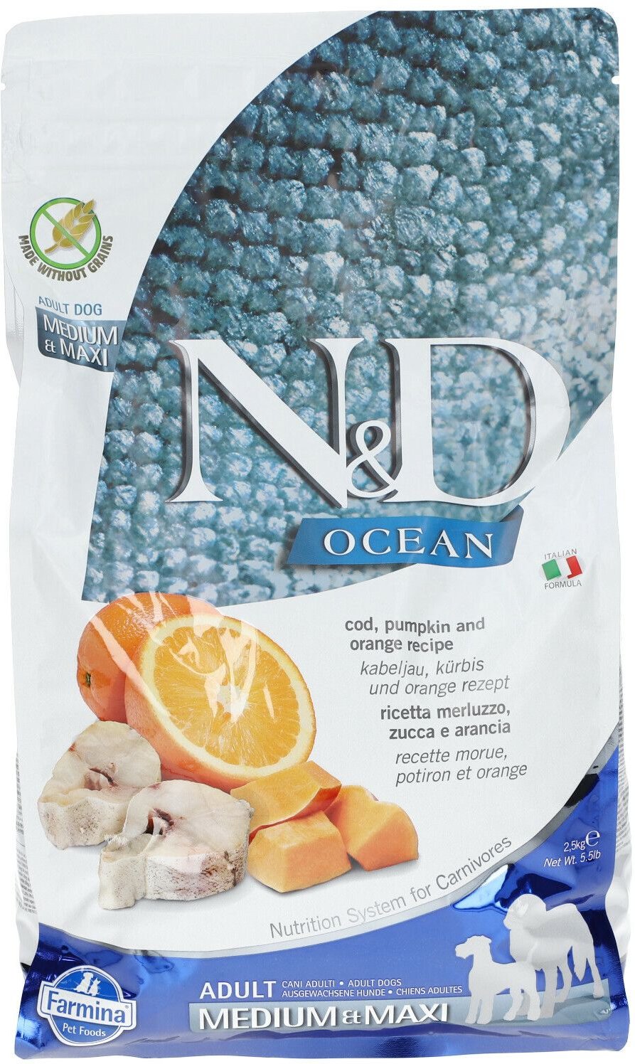 N&D Ocean DOG Cod&Or M/M 2,5Kg 2500 g Pellets