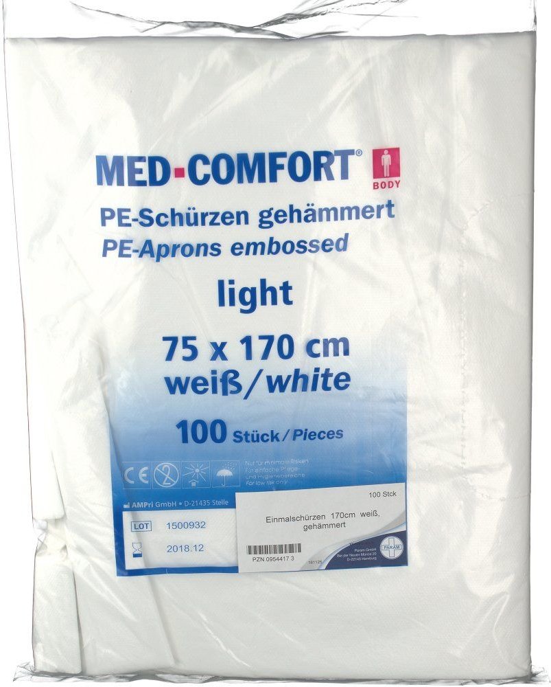 Einmal Schürzen PE 170 cm weiß 100 St Schutzhüllen