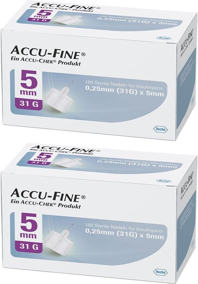 Accu Fine sterile Nadeln f.Insulinpens 5 mm 31 G 2x 2x100 St Kanüle