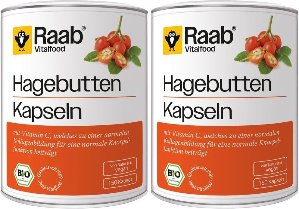 Raab Vitalfood Hagebutte Bio Kapseln 2x 2x150 St