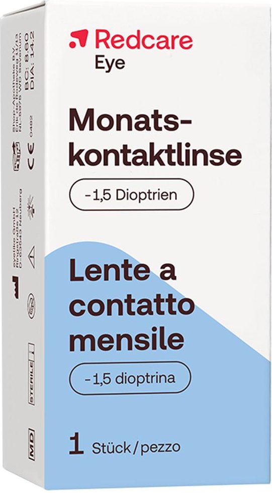 Redcare Eye Monatskontaktlinse weich -1,50 dpt 1 St Kontaktlinsen