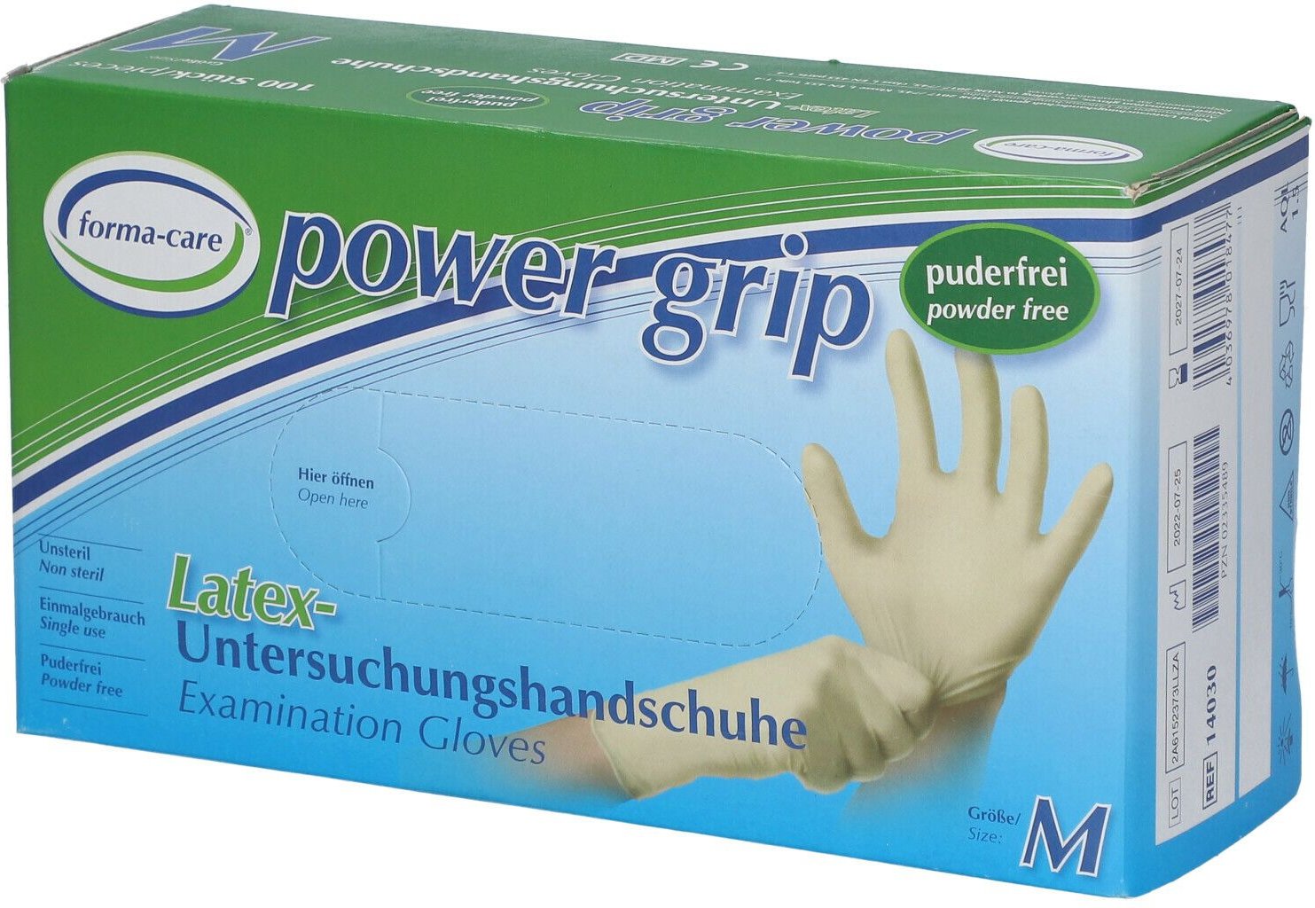 FORMA-care Latex power grip Handschuhe Gr.M 100 St