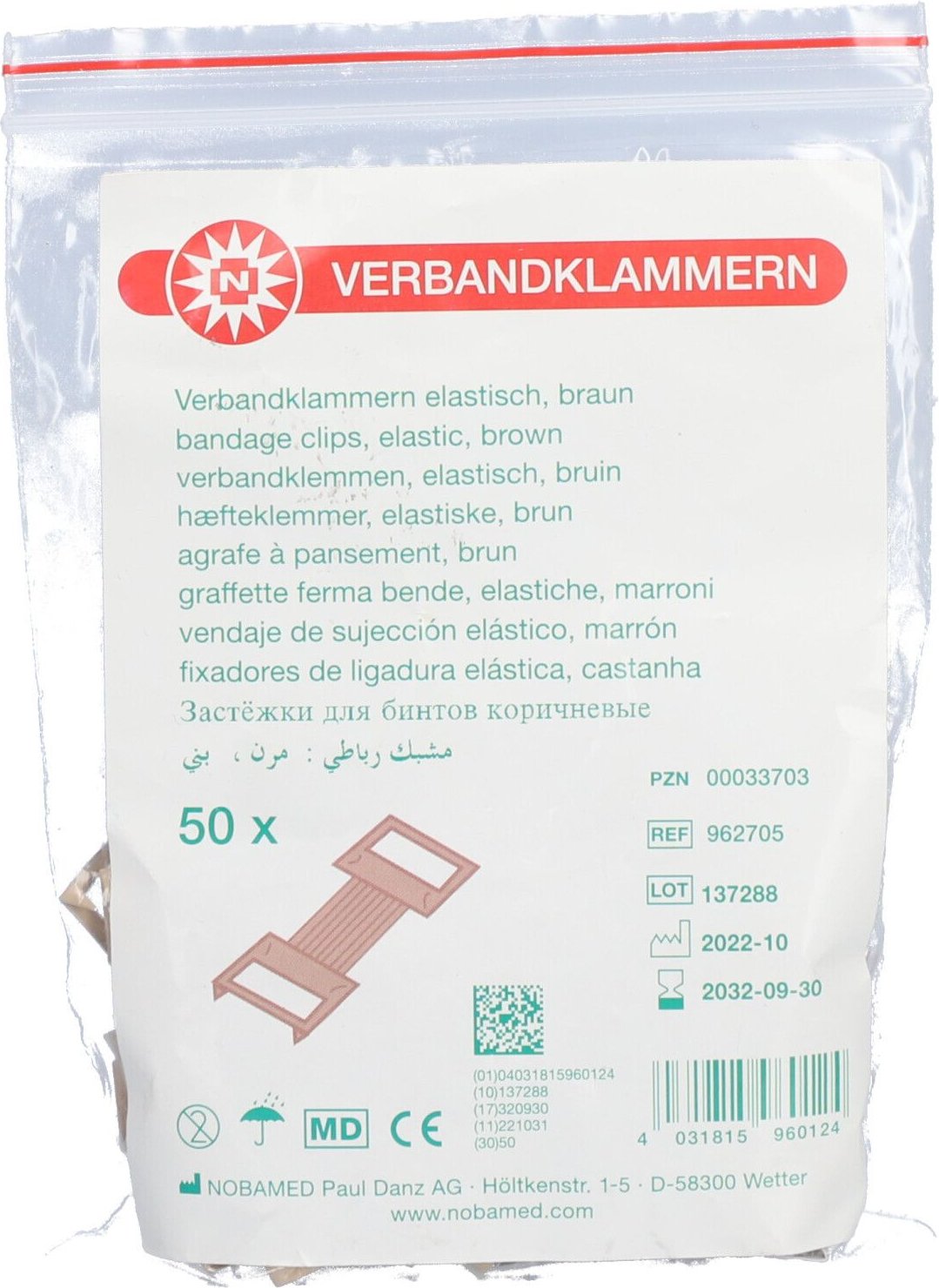 Verbandklammern braun 50 St Klammer