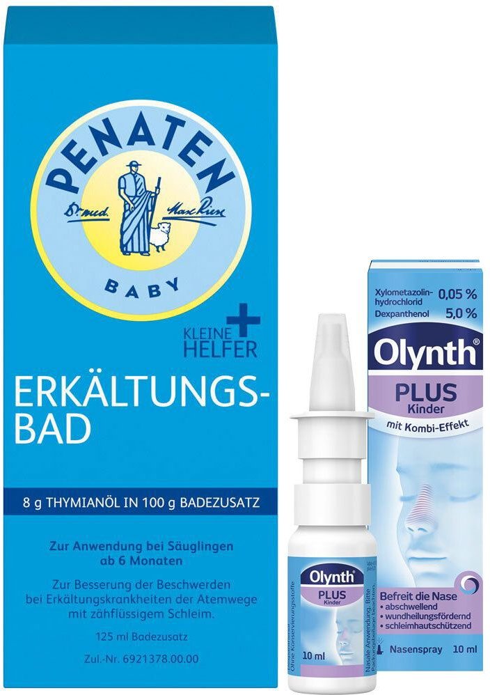 Thumbnail - Olynth Plus 0,05%/5% für Kinder Nasenspray o.K. & Penaten Kleine Helfer Erkältungsbad 1 St Set
