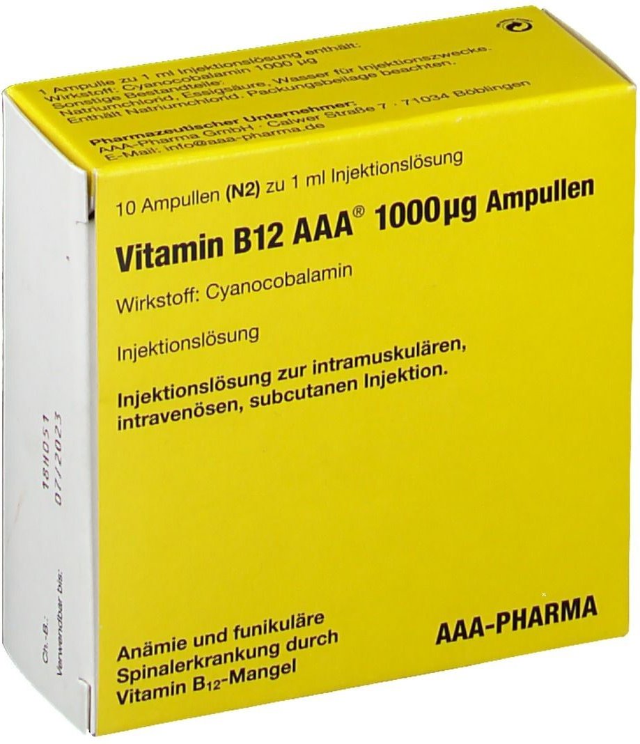 Vitamin B12 AAA 1000 µg Ampullen Injektionslsg. 10x1 ml