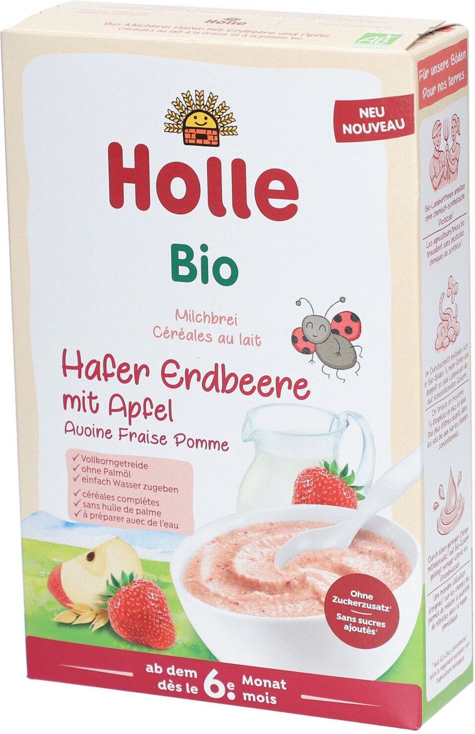 Holle Milchbrei Hafer Apfel Erdbeere Bio 250 g Retard-Granulat