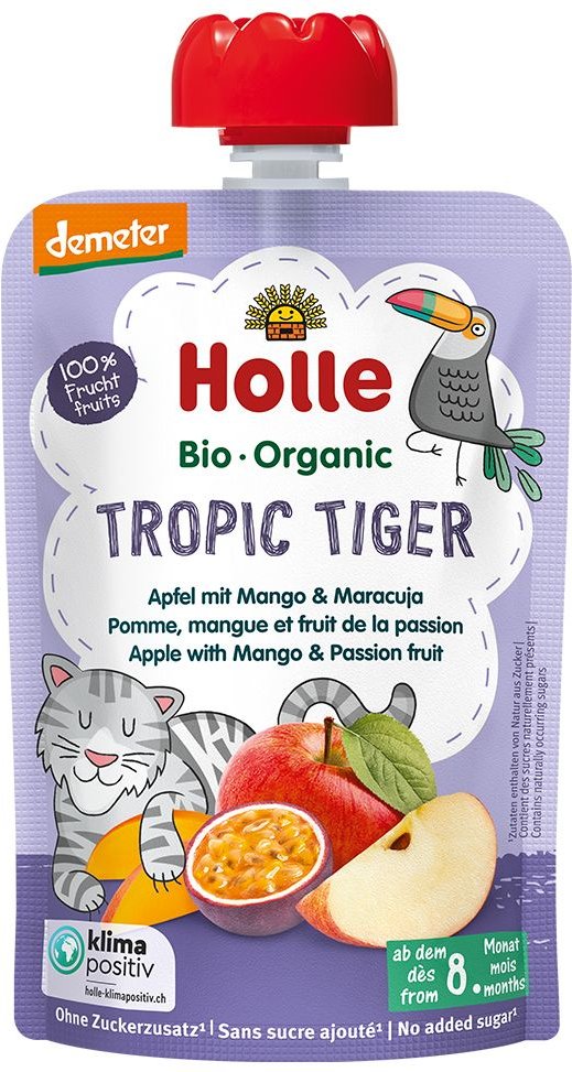 Holle Tropic Tiger Pouchy Apfel Mango Maracu 100 g Trinklösung