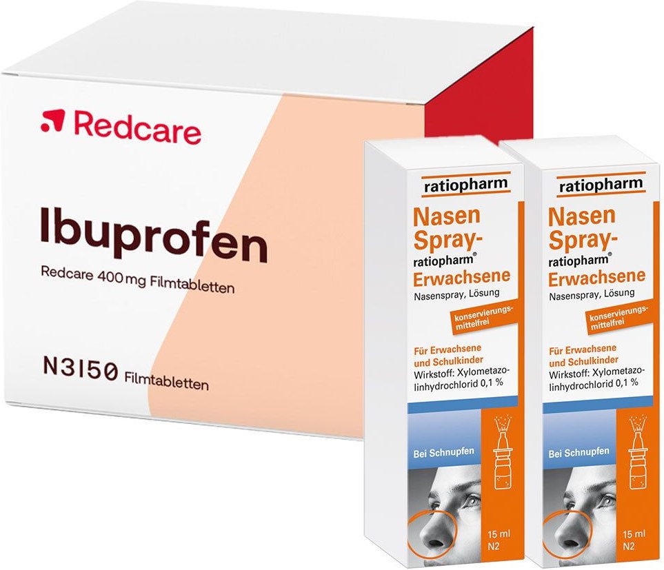 Redcare Ibuprofen 400mg + NasenSpray ratiopharm® Erwachsene Doppelpack 1 St Set