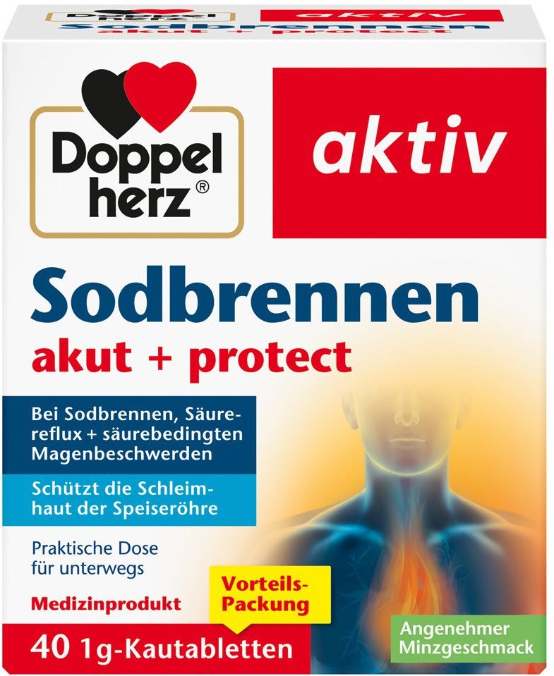 Doppelherz Sodbrennen akut+protect Kautabletten 20 St
