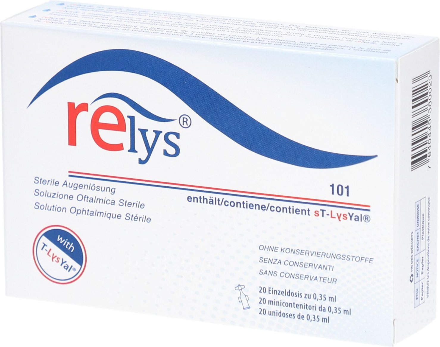 Relys Augentropfen Einmaldosen 20x0,35 ml Einzeldosispipetten