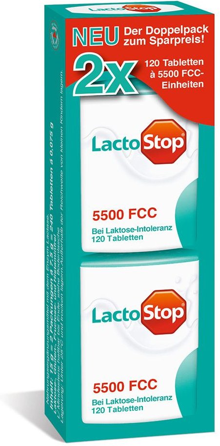 Lactostop 5.500 FCC Tabletten Klickspender Dop.Pa. 2x120 St